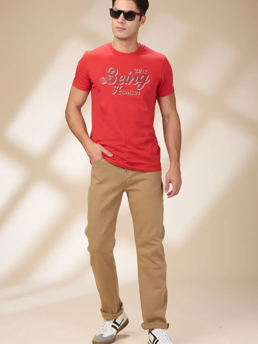 Khaki Straight Fit Denims For Men By Being Human Clothing - Image 6