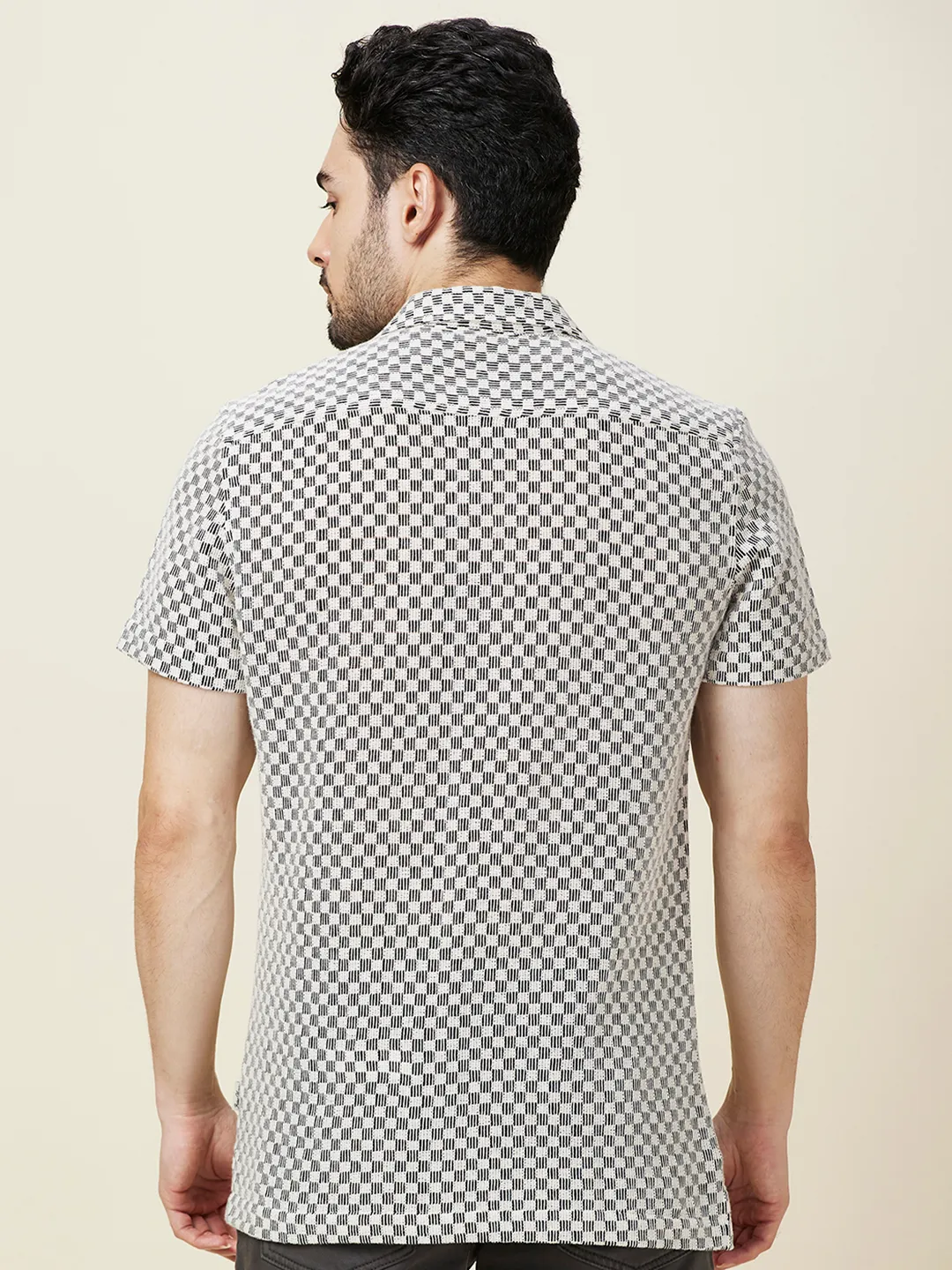 Ecru Slim Fit Regular Collar Men's Shirt by Being Human Clothing - Image 3