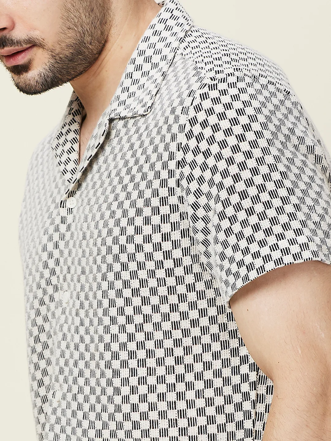 Ecru Slim Fit Regular Collar Men's Shirt by Being Human Clothing - Image 5