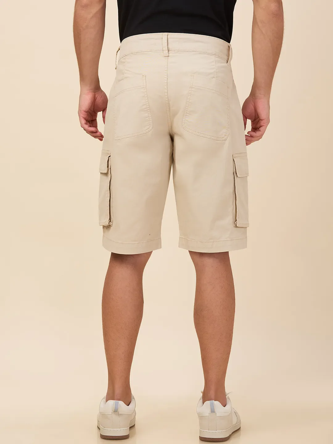 Oat Milk Regular Fit Shorts For Men By Being Human Clothing - Image 3