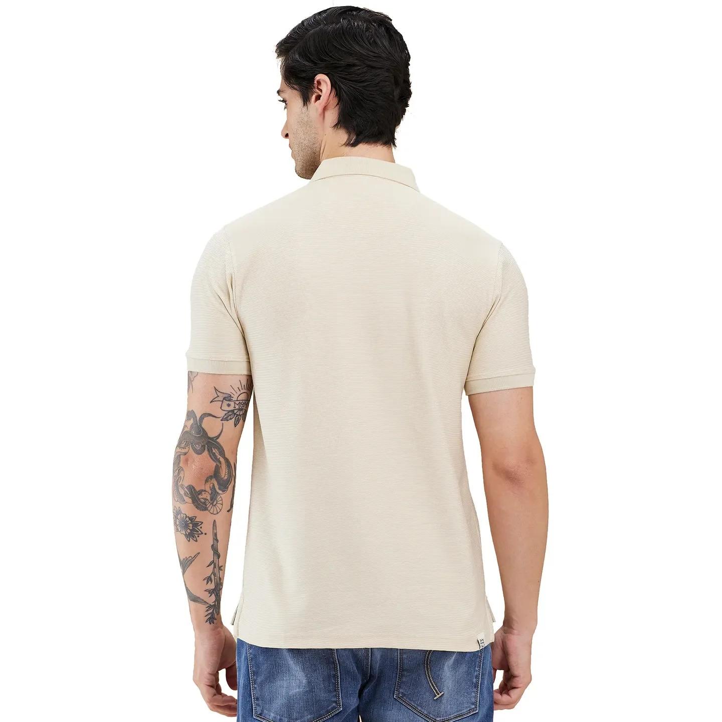 White Regular Fit Men's Polo T-Shirt by Being Human Clothing - Image 3