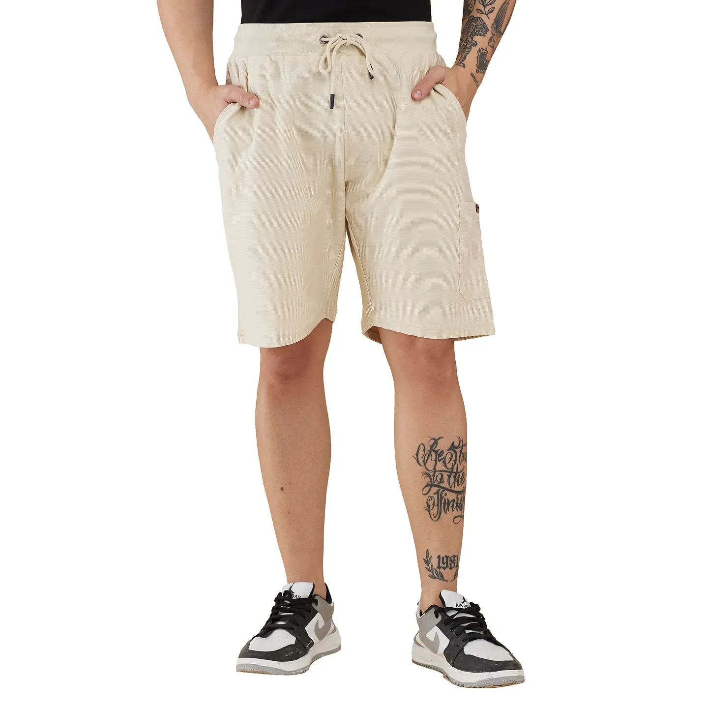 Beige Regular Fit Men's Shorts by Being Human Clothing