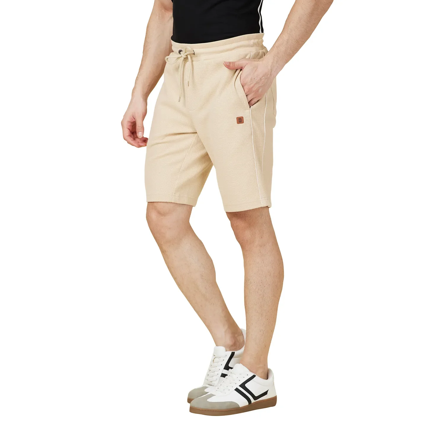 Beige Regular Fit Shorts For Men By Being Human Clothing - Image 4
