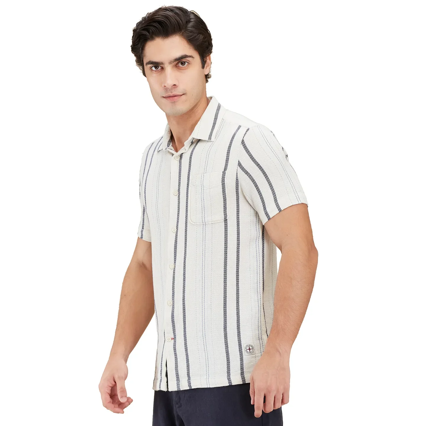 Cream Easy Fit Regular Collar Men's Shirt by Being Human Clothing - Image 4