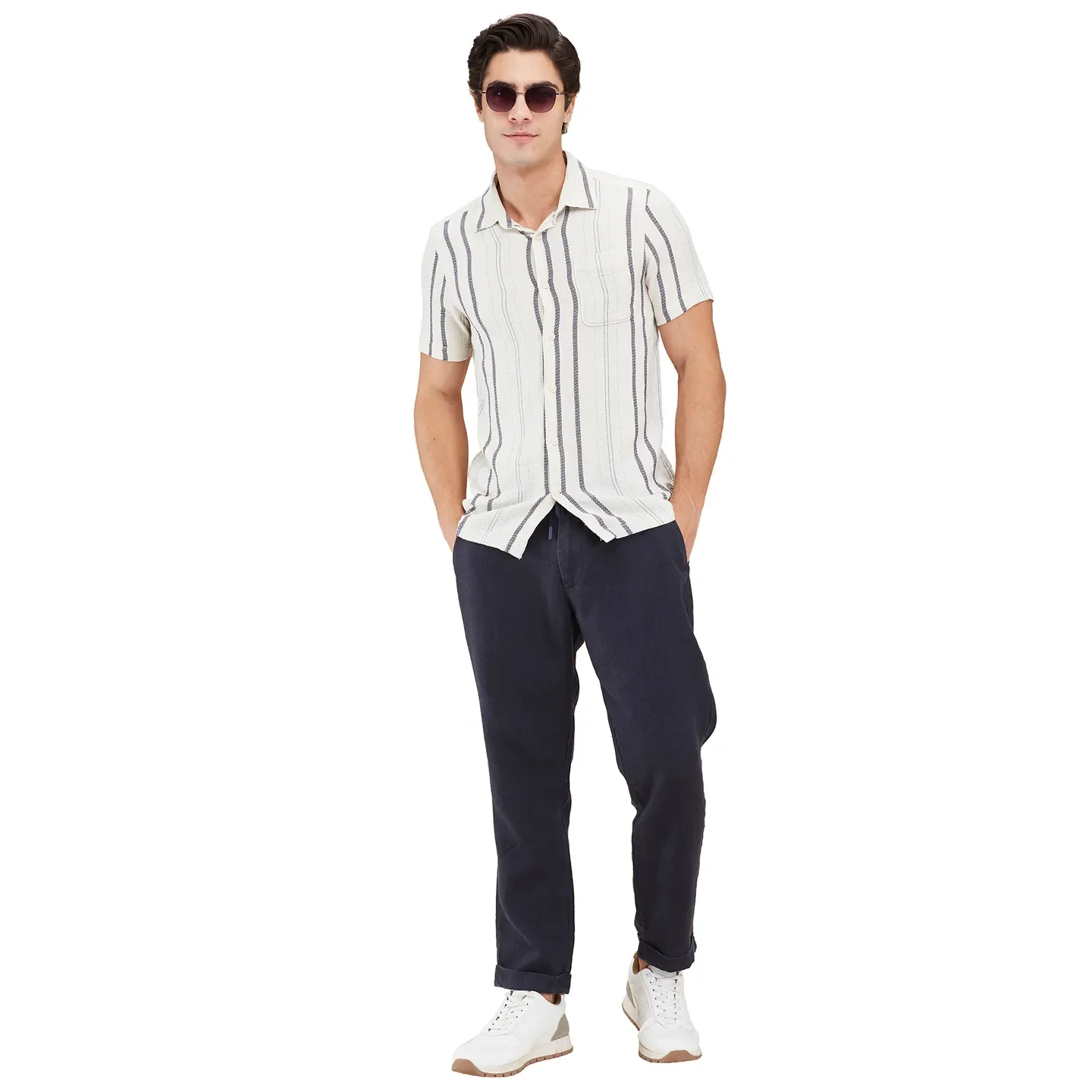 Cream Easy Fit Regular Collar Men's Shirt by Being Human Clothing - Image 6