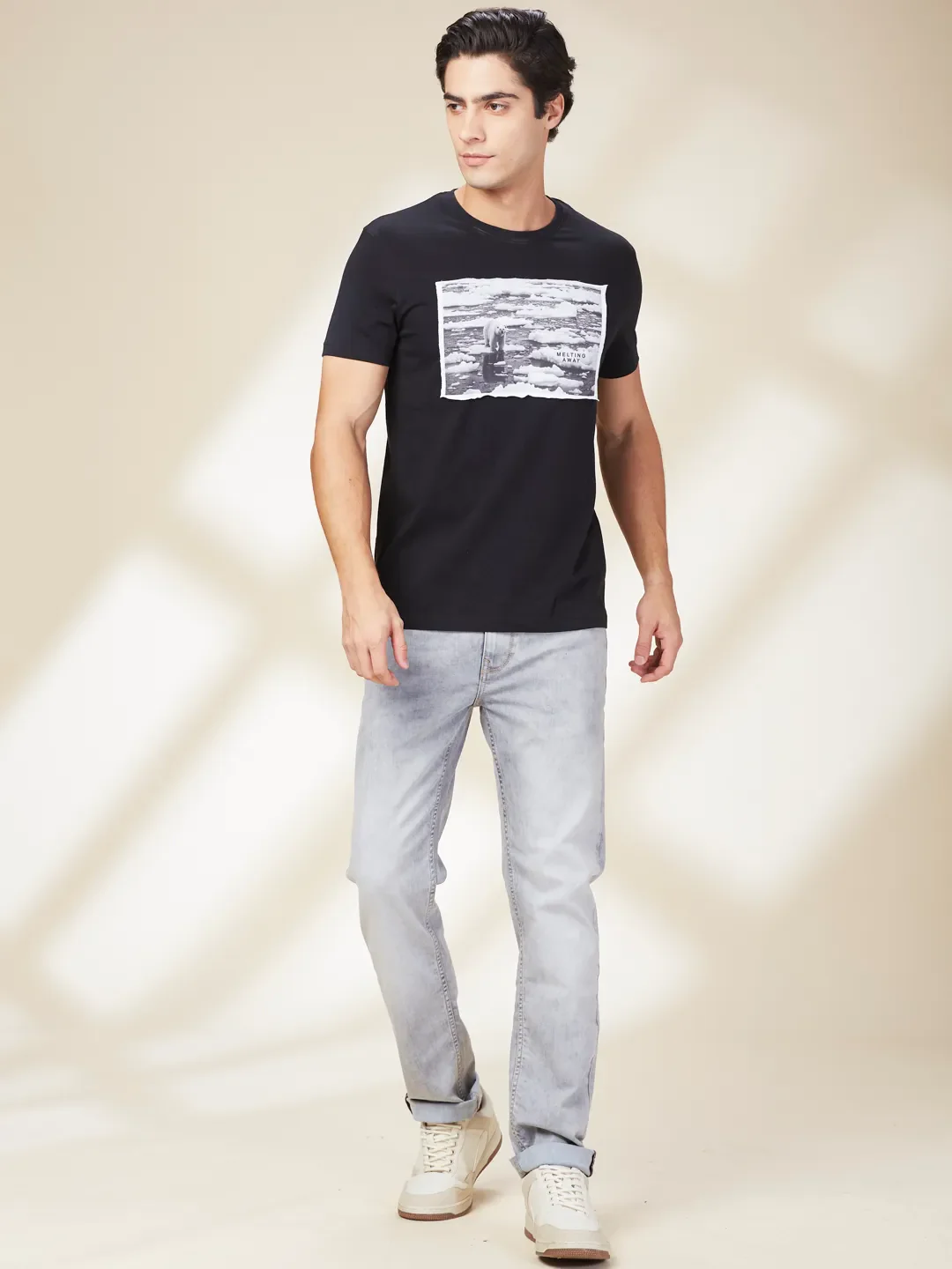 Black Slim Fit Men's Short Sleeves T-Shirt by Being Human Clothing - Image 2