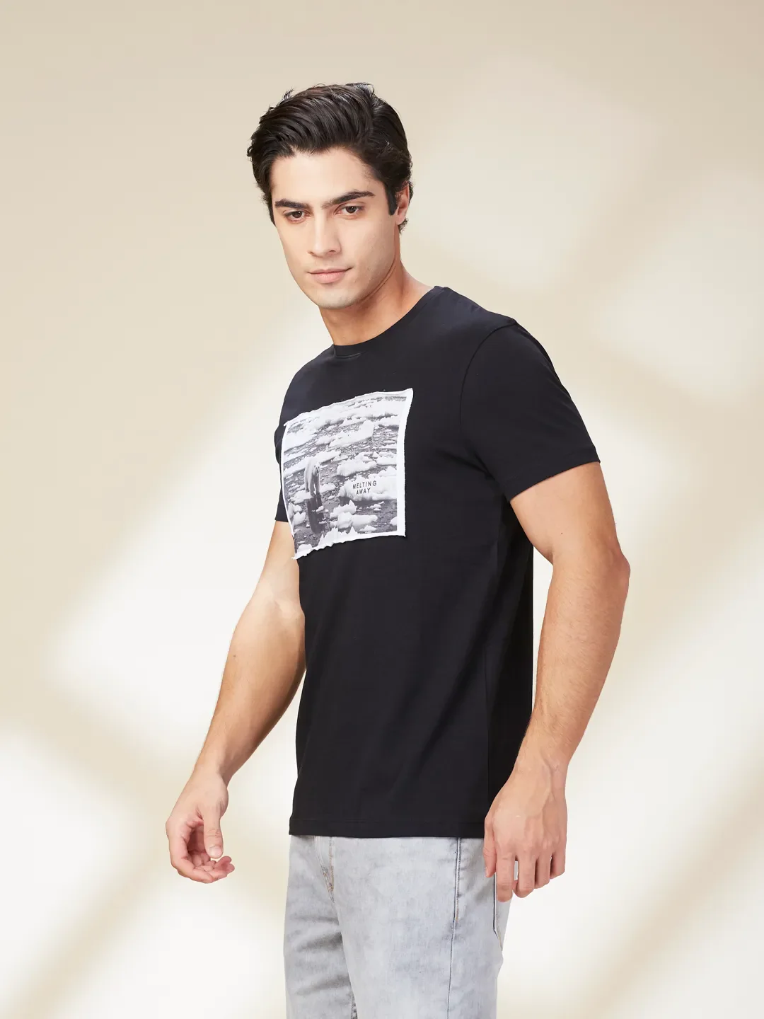 Black Slim Fit Men's Short Sleeves T-Shirt by Being Human Clothing - Image 4