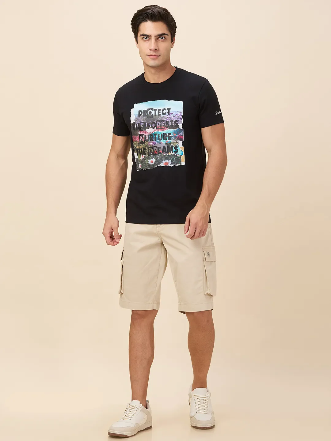 Black Slim Fit Round Neck Men's T-Shirt by Being Human Clothing - Image 2