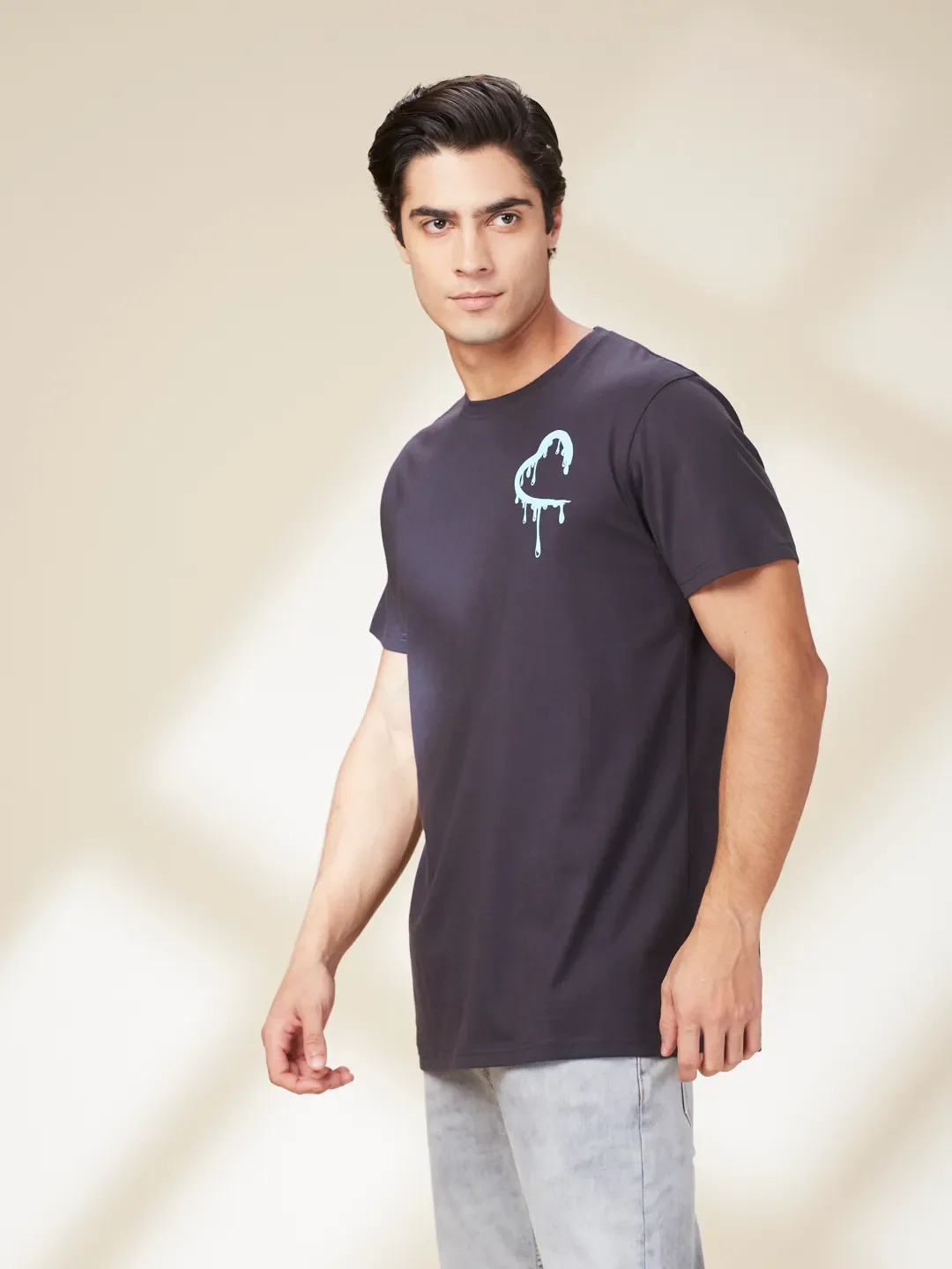 Black Easy Fit Round Neck Men's T-Shirt by Being Human Clothing - Image 4