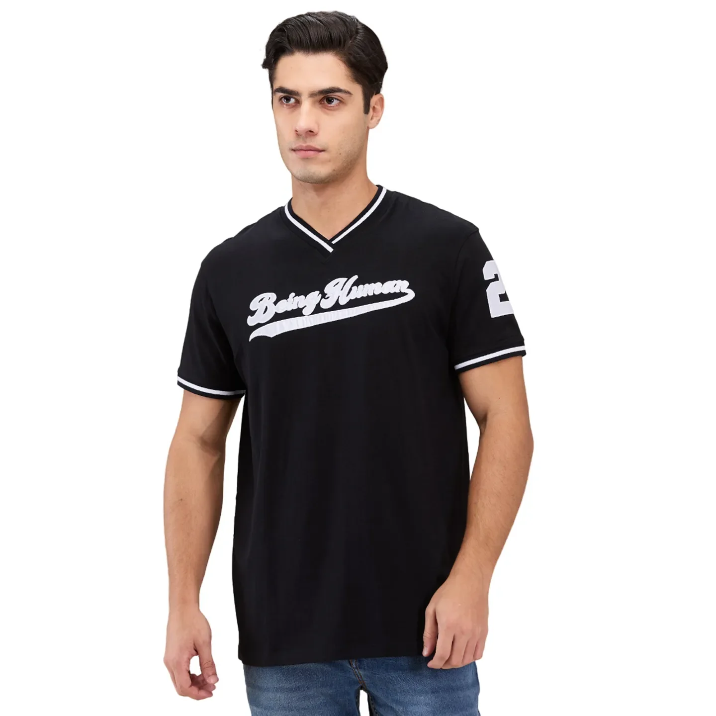 Black Easy Fit Men's Short Sleeves T-Shirt by Being Human Clothing