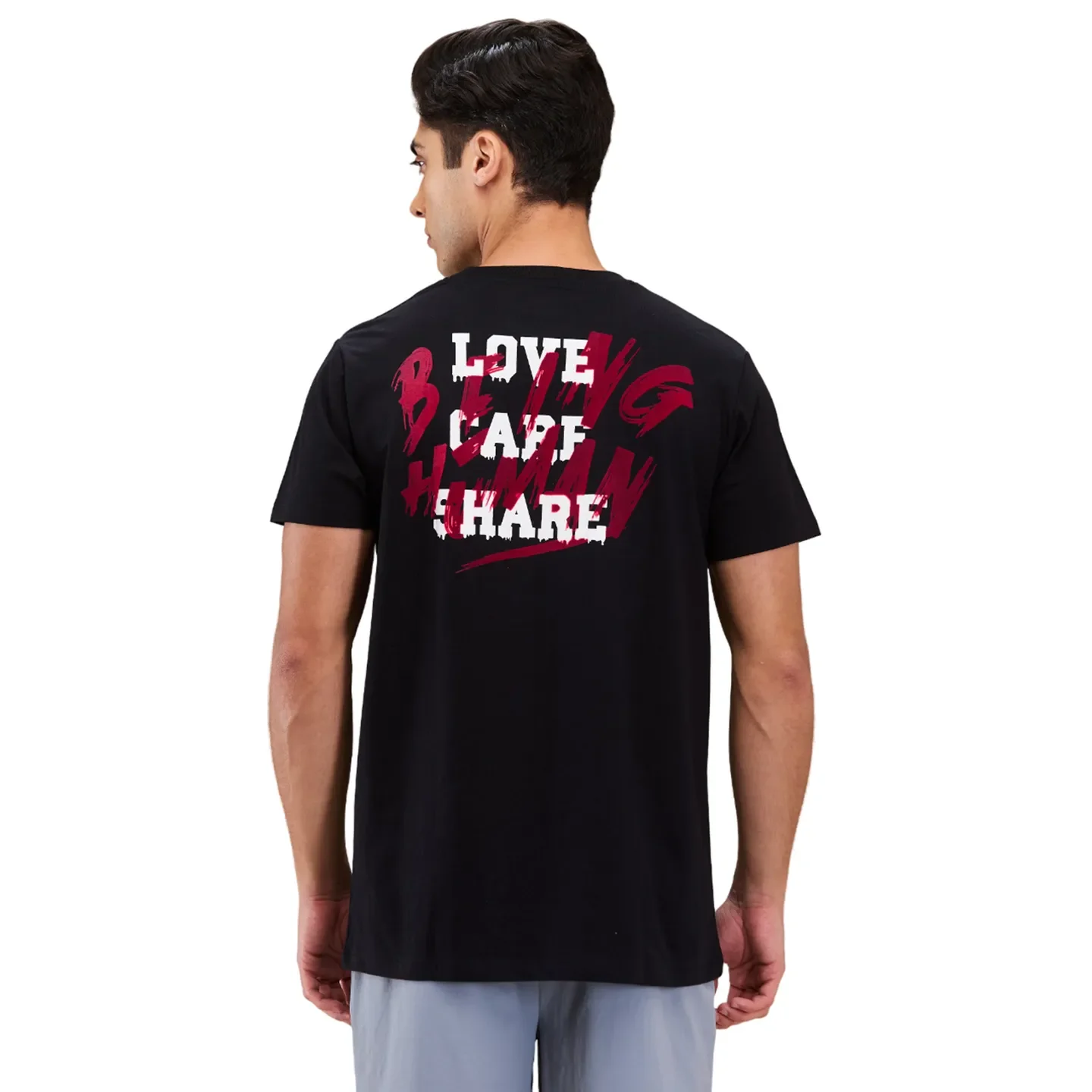 Black Easy Fit Round Neck Men's T-Shirt by Being Human Clothing - Image 3