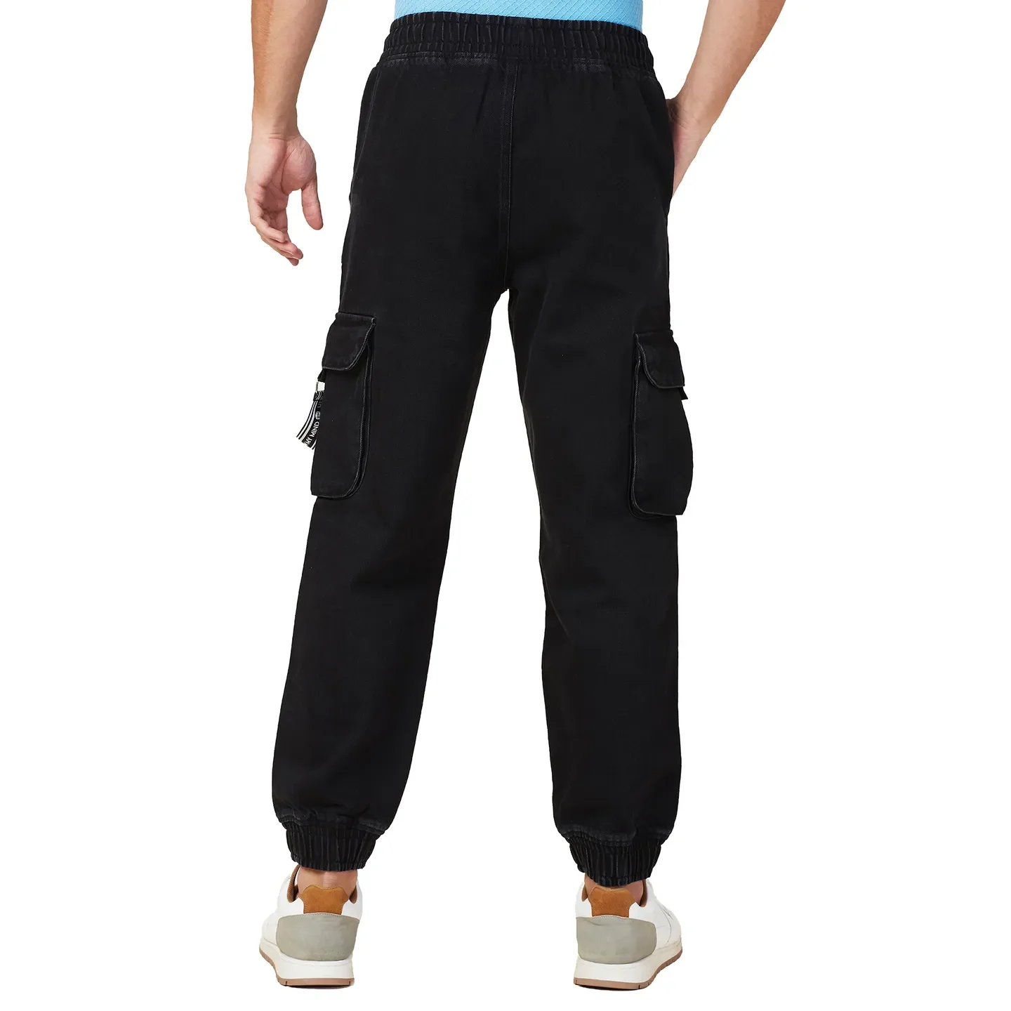 Black Slim Fit Joggers For Men By Being Human Clothing - Image 3