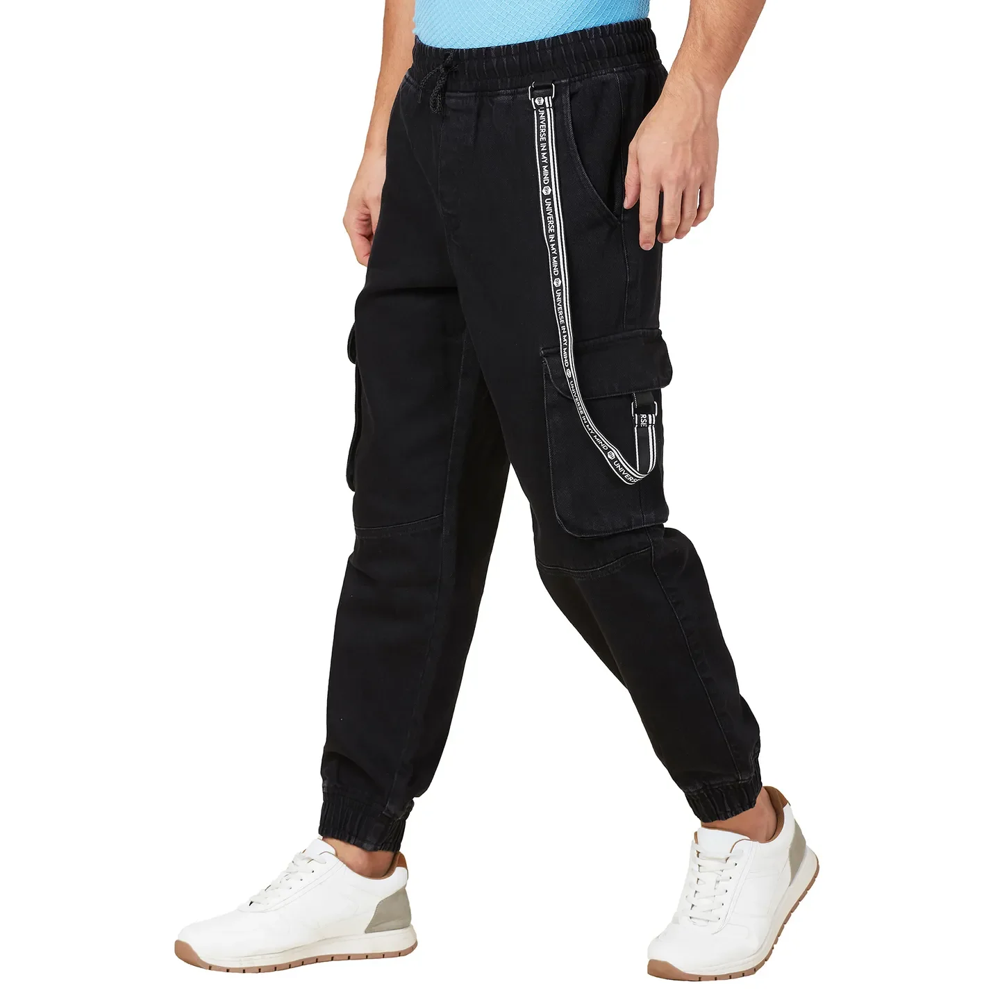 Black Slim Fit Joggers For Men By Being Human Clothing - Image 4