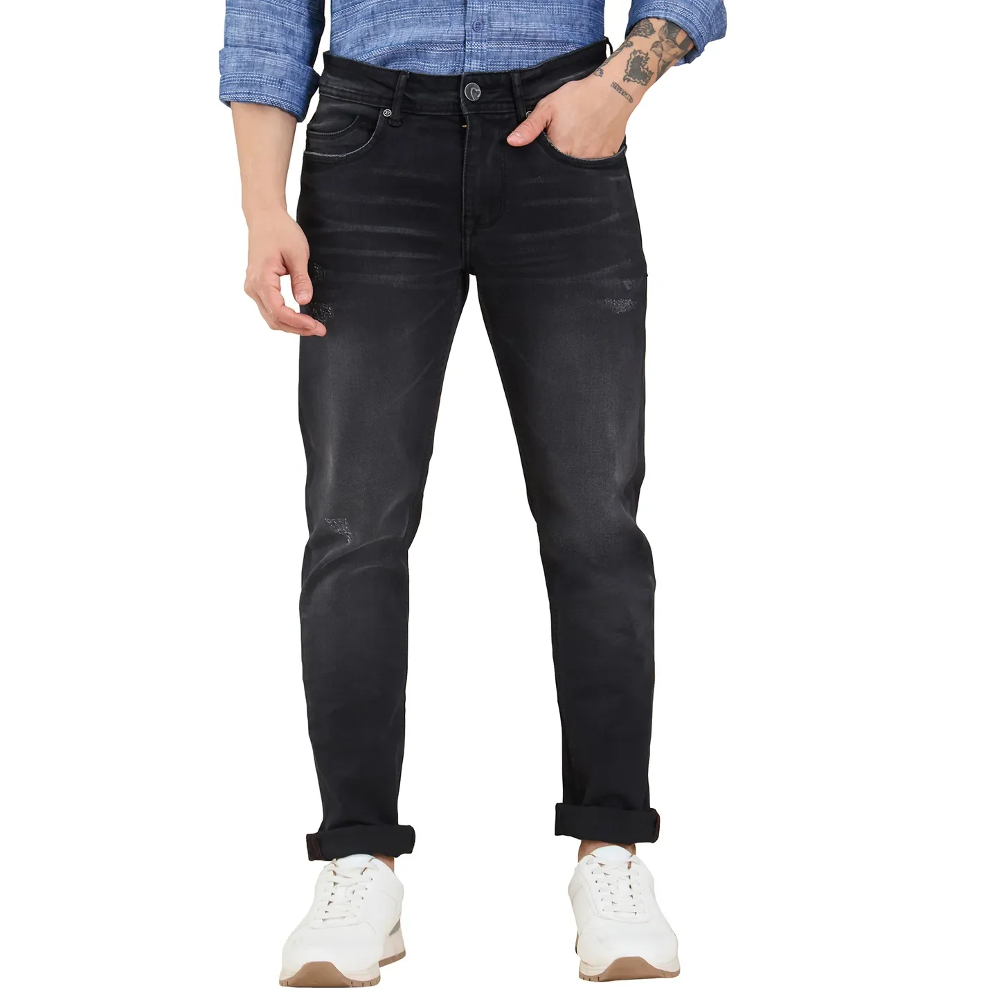 Black Slim Fit Men's Denims by Being Human Clothing
