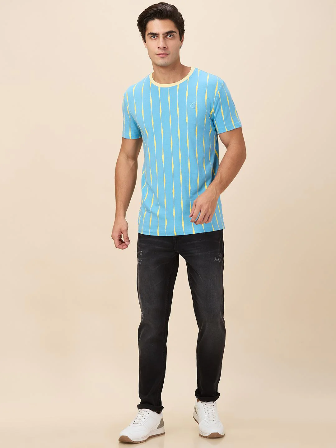Black Cropped Fit Denims For Men By Being Human Clothing - Image 5