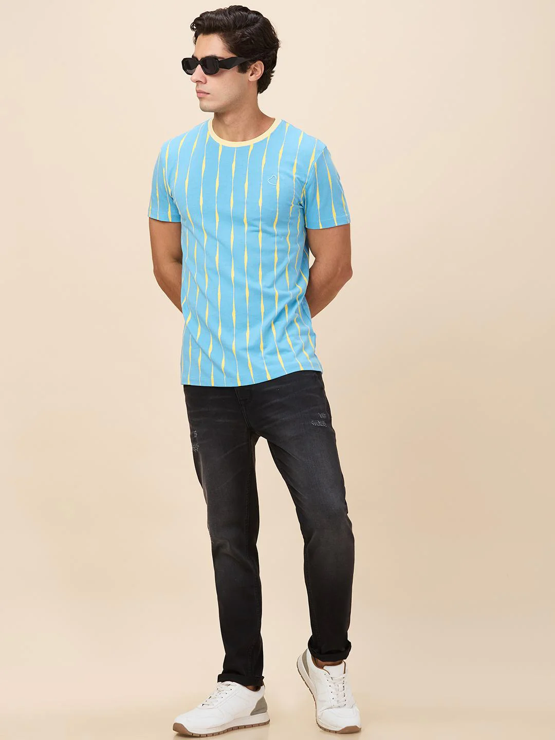 Black Cropped Fit Denims For Men By Being Human Clothing - Image 6
