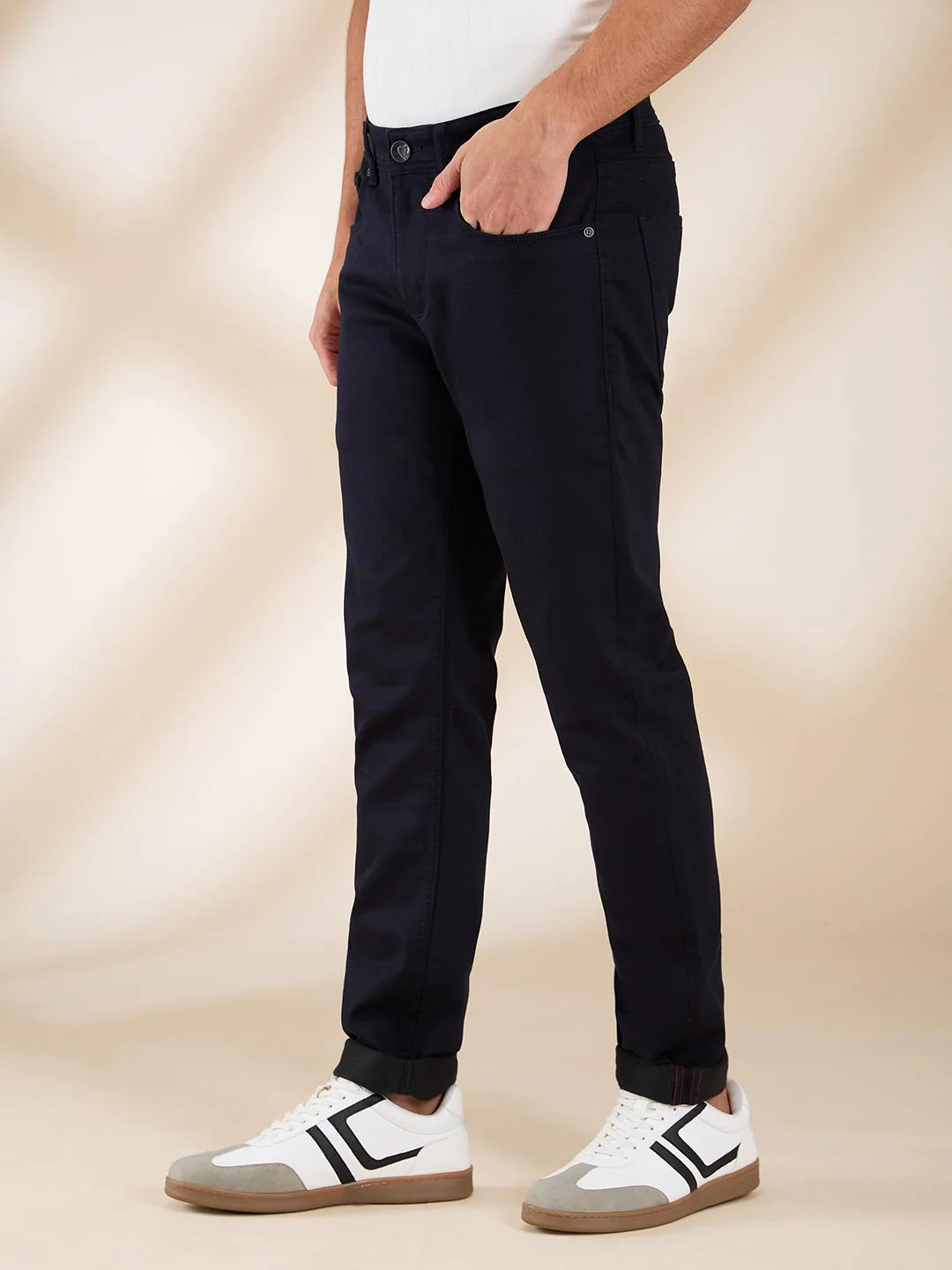 Navy Slim Fit Denims For Men By Being Human Clothing - Image 2