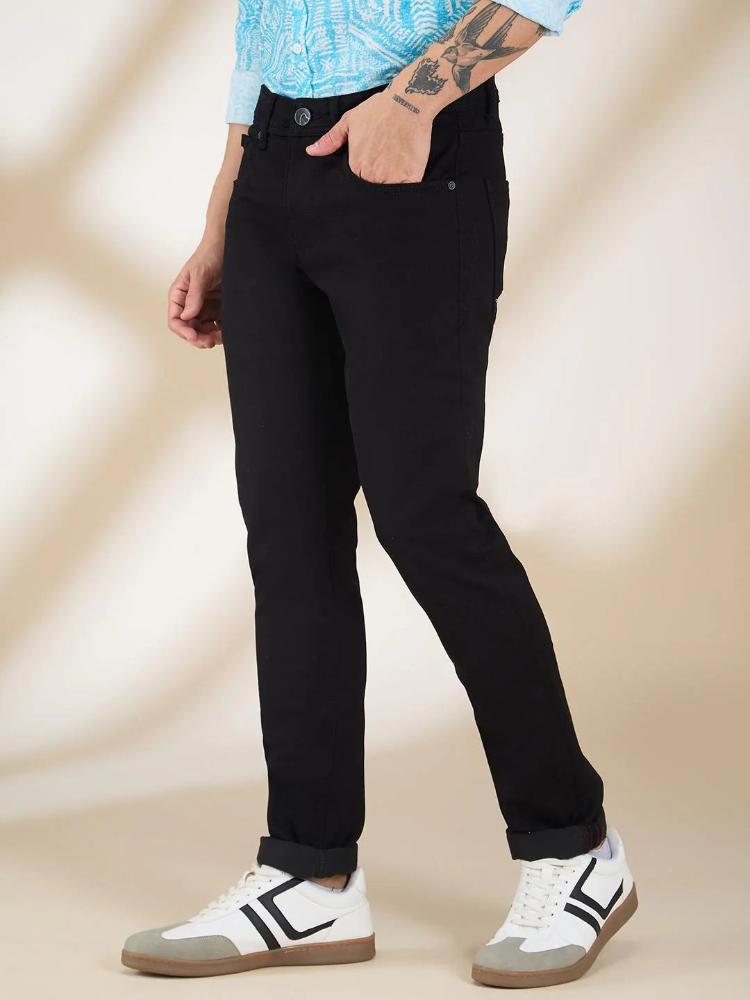 Black Skinny Fit Denims For Men By Being Human Clothing - Image 2