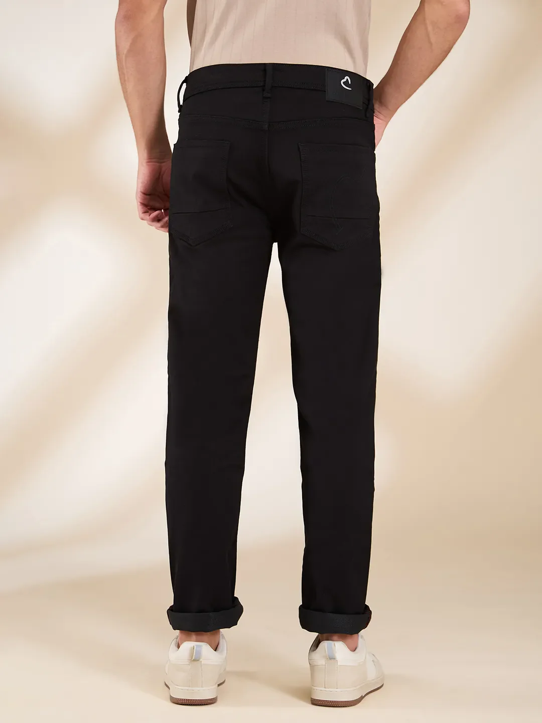 Black Straight Fit Denims For Men By Being Human Clothing - Image 3