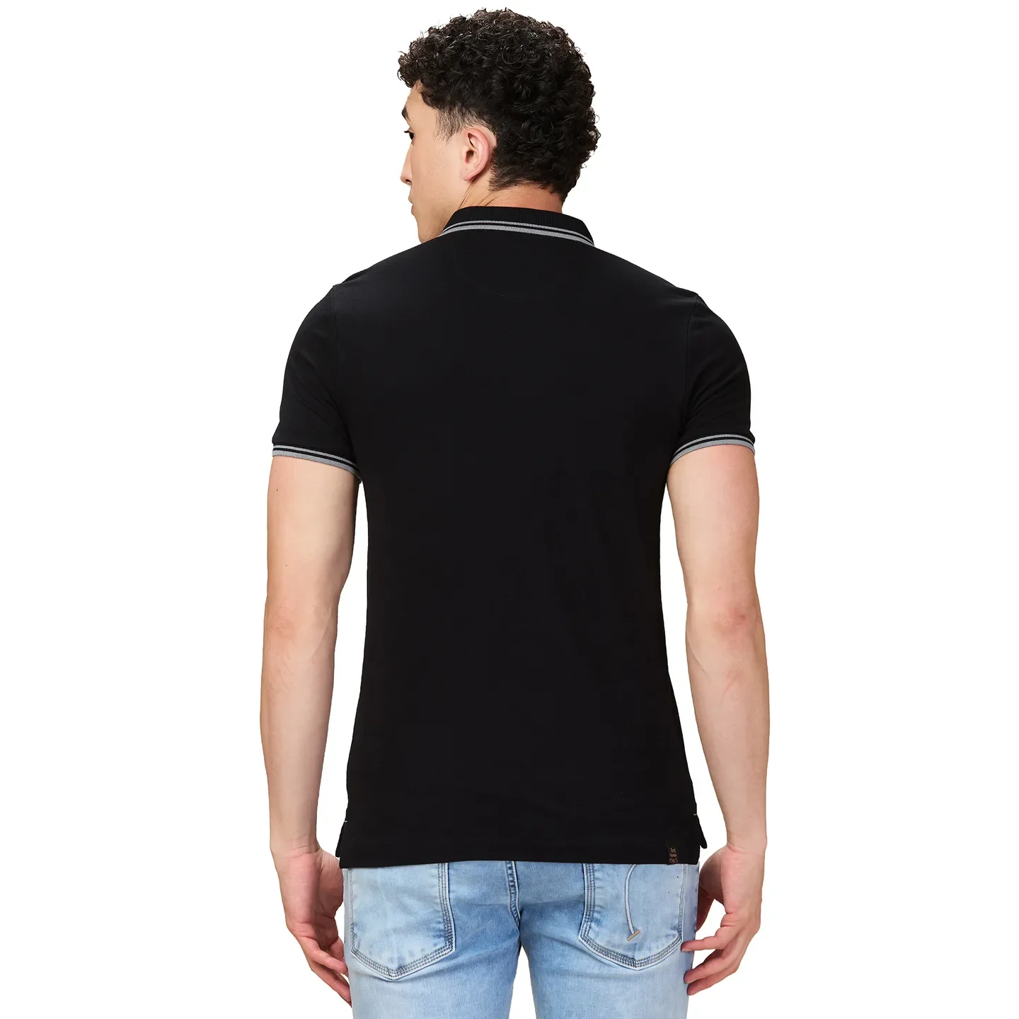Black Regular Fit Men's Polo T-shirt by Being Human Clothing - Image 3