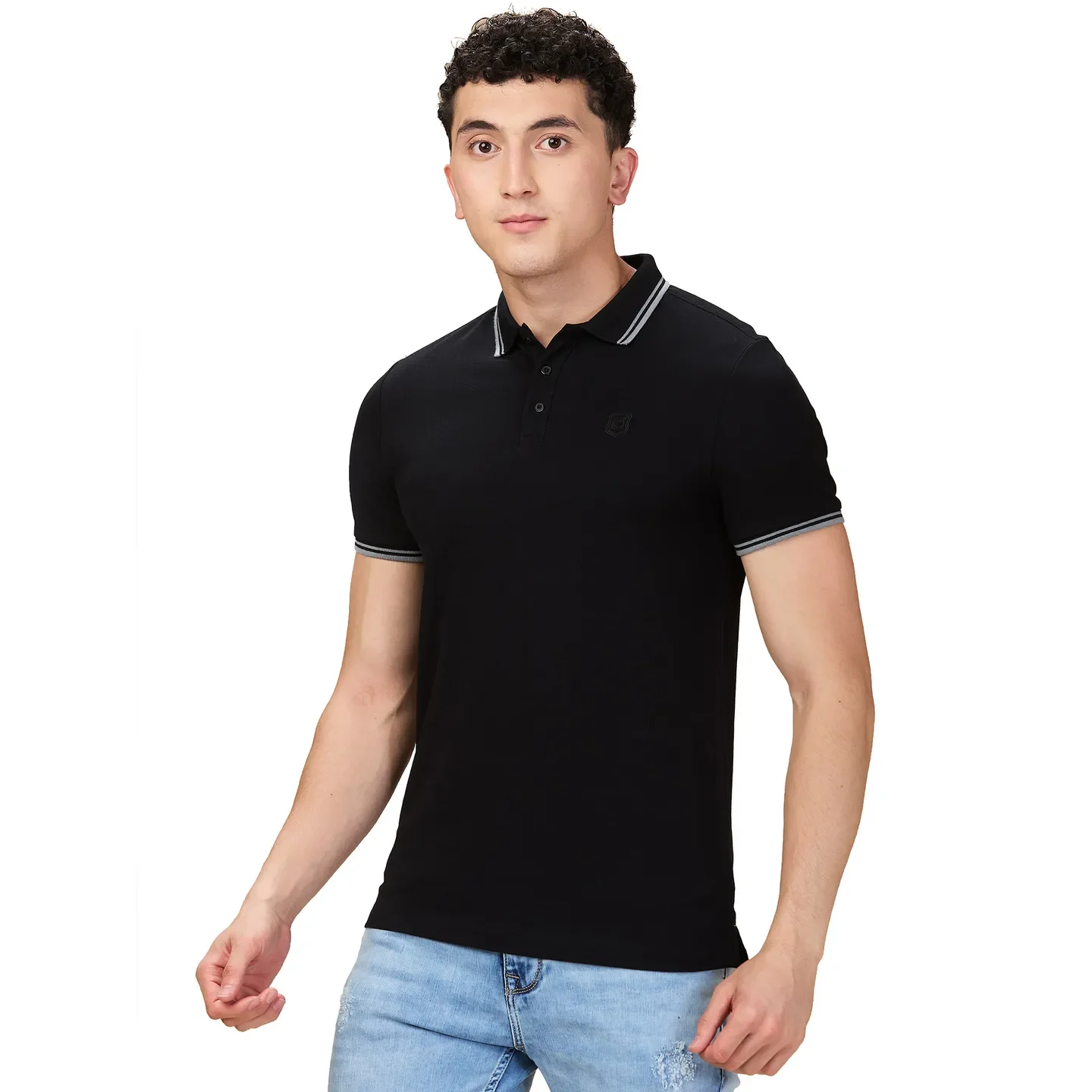Black Regular Fit Men's Polo T-shirt by Being Human Clothing - Image 4