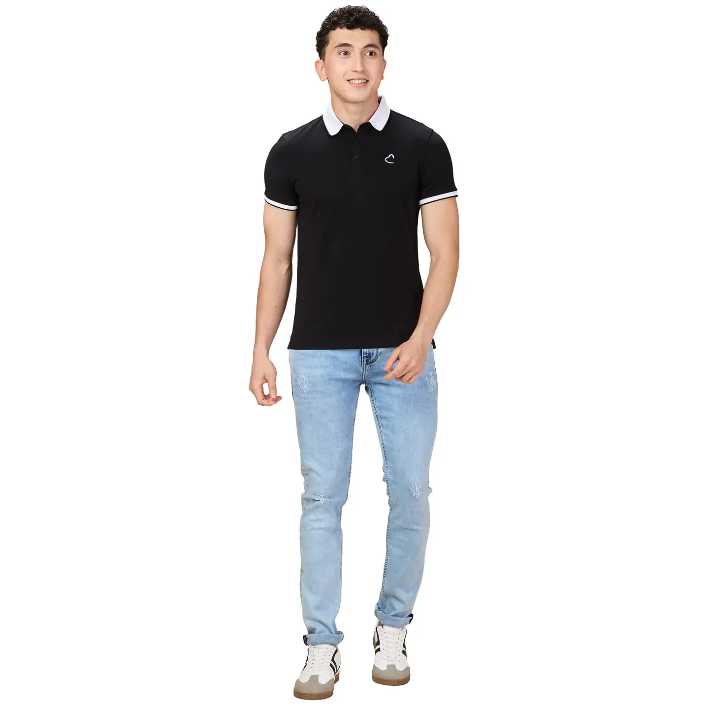 Black Regular Fit Men's Polo T-shirt by Being Human Clothing - Image 2