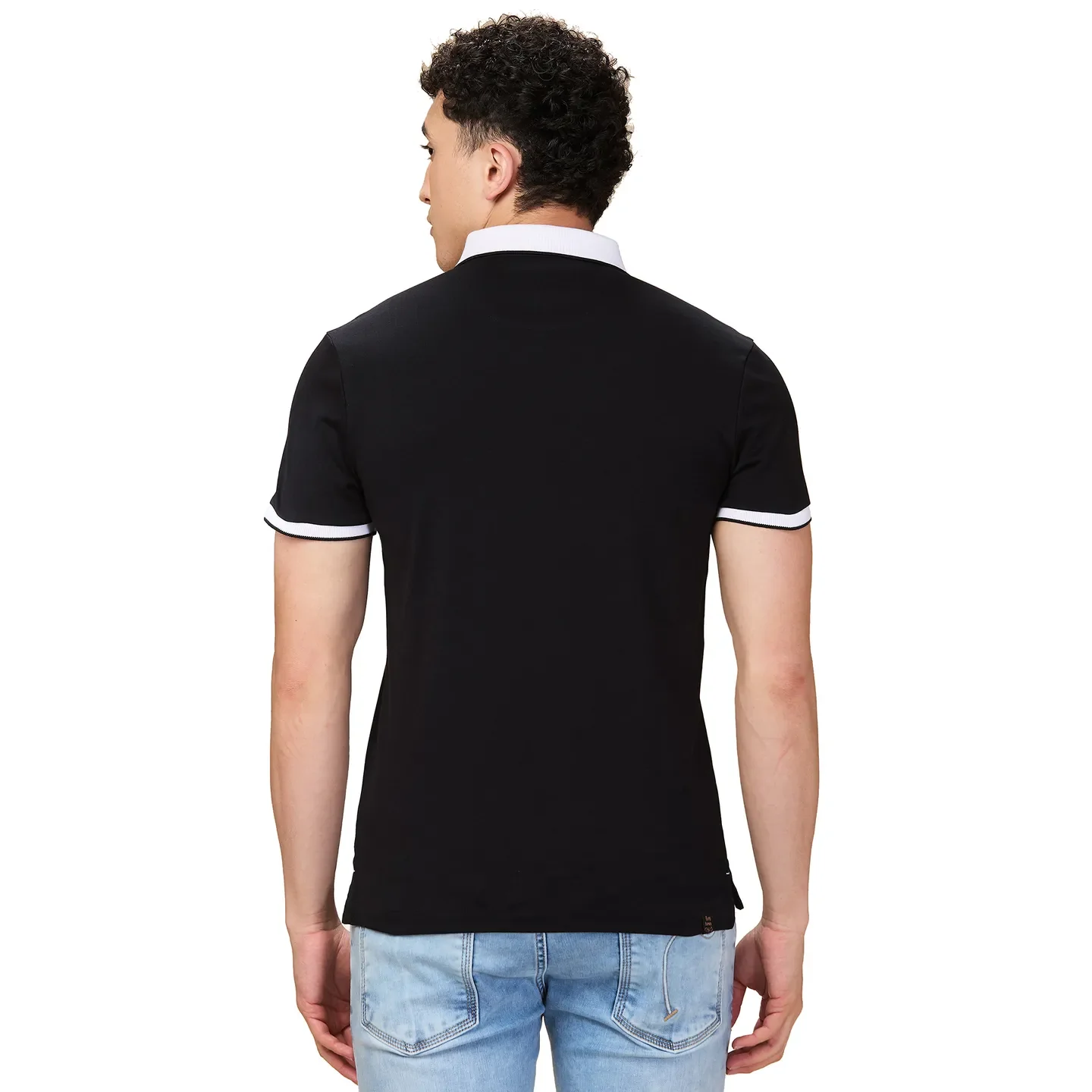 Black Regular Fit Men's Polo T-shirt by Being Human Clothing - Image 3
