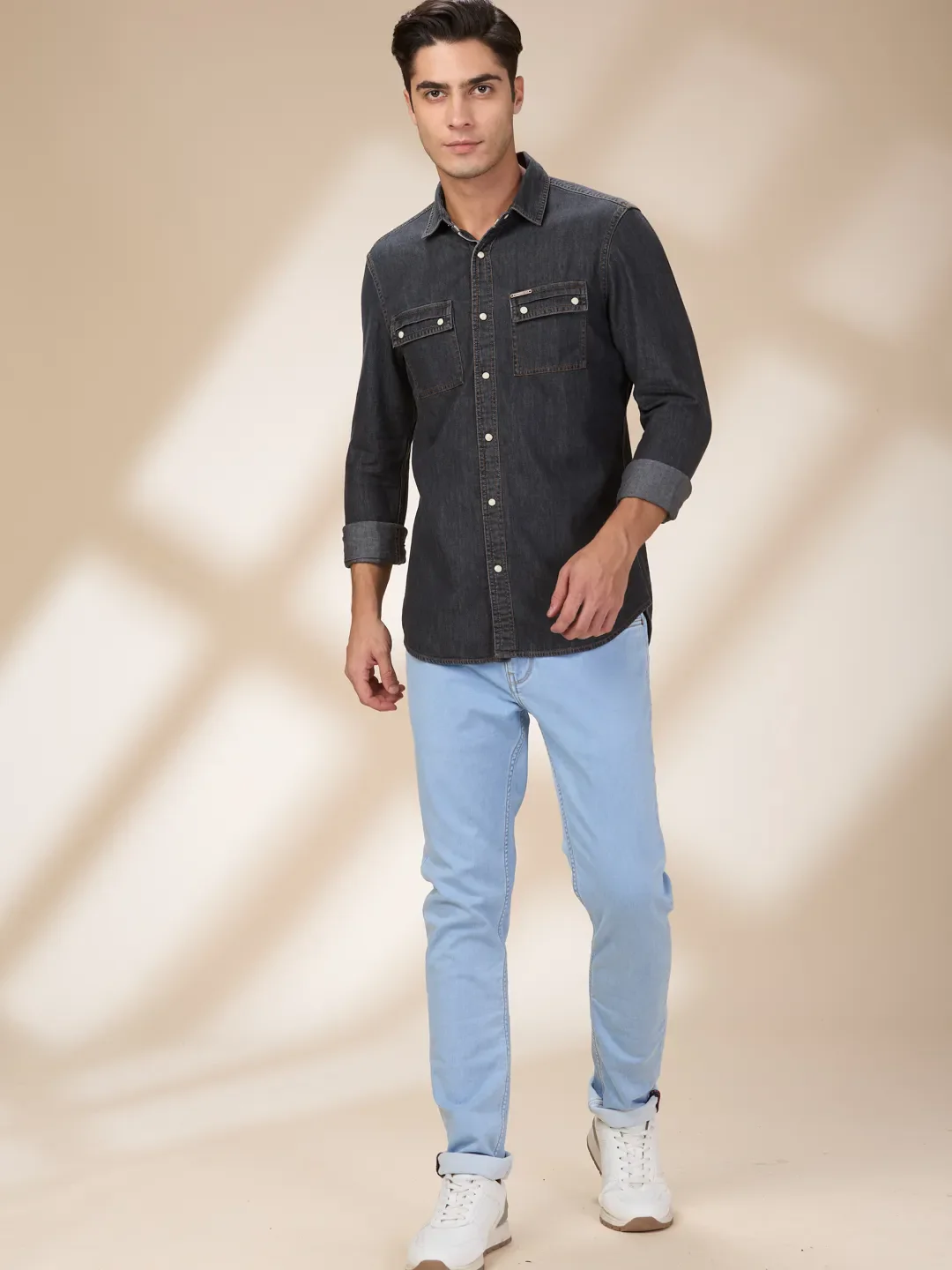 Black Regular Fit Regular Collar Men's Shirt by Being Human Clothing - Image 2