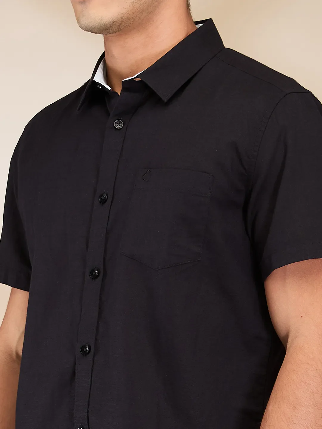 Black Slim Fit Regular Collar Men's Shirt by Being Human Clothing - Image 5