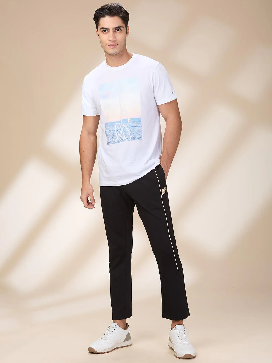 Black Regular Fit Track Pants For Men By Being Human Clothing - Image 5