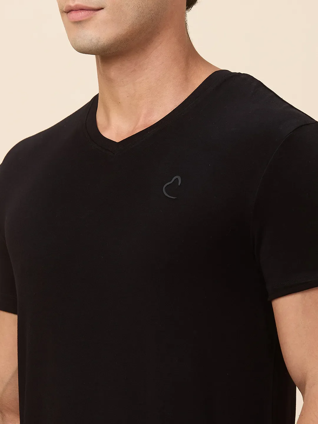 Black Slim Fit V Neck Men's T-Shirt by Being Human Clothing - Image 5