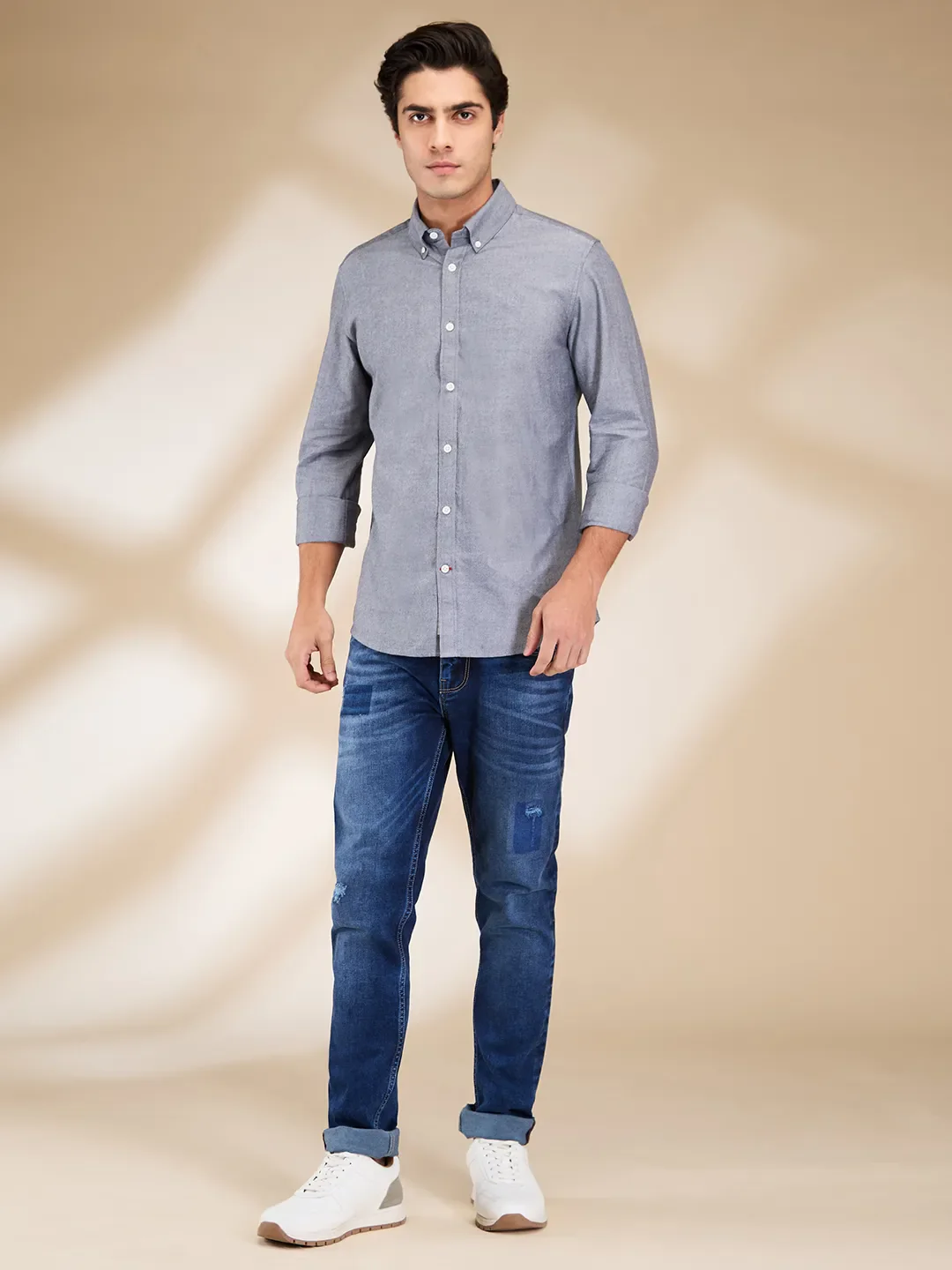 Black Moderno Fit Regular Collar Long Sleeves Men's Shirt by Being Human Clothing - Image 2