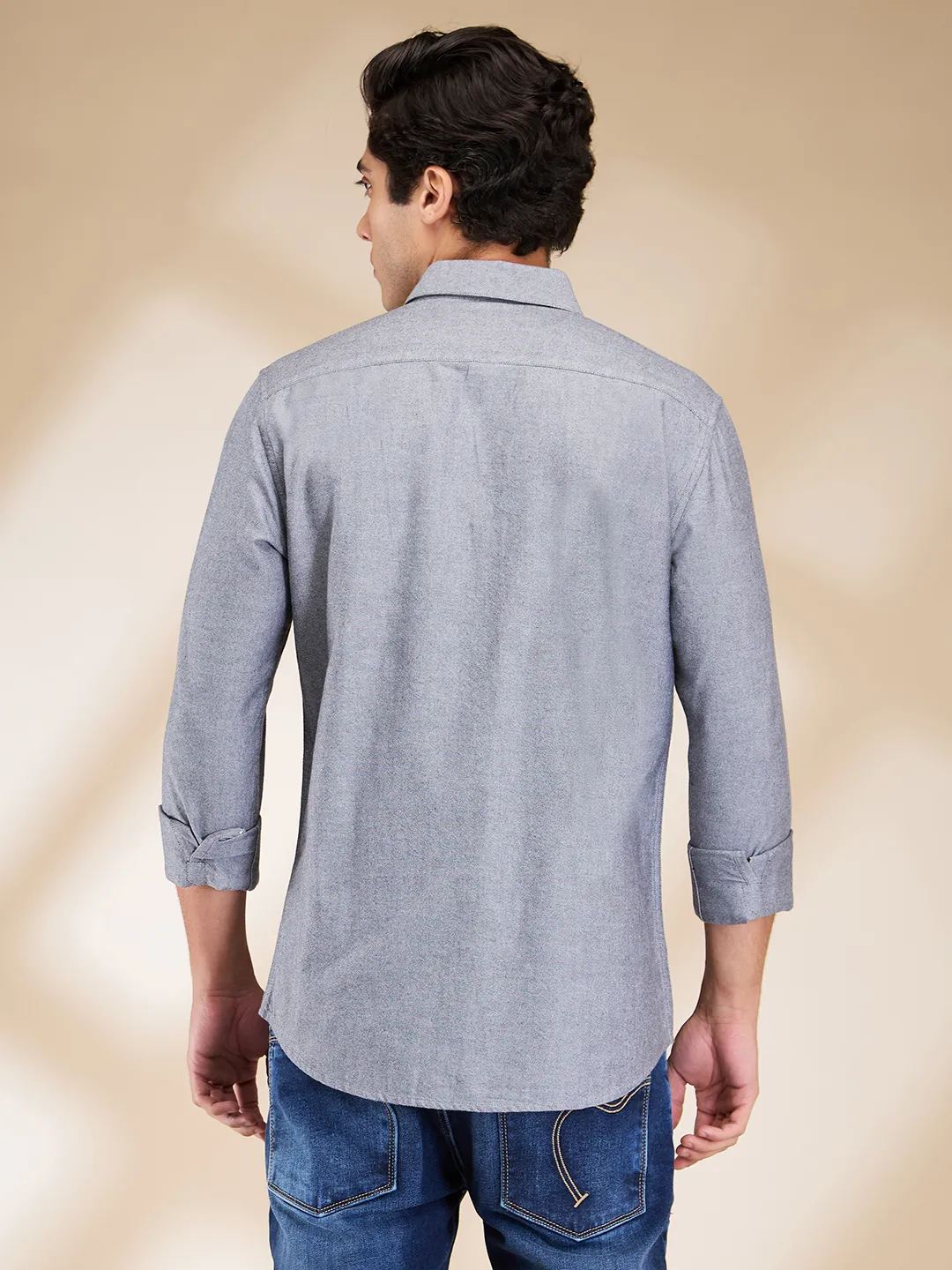 Black Moderno Fit Regular Collar Long Sleeves Men's Shirt by Being Human Clothing - Image 3