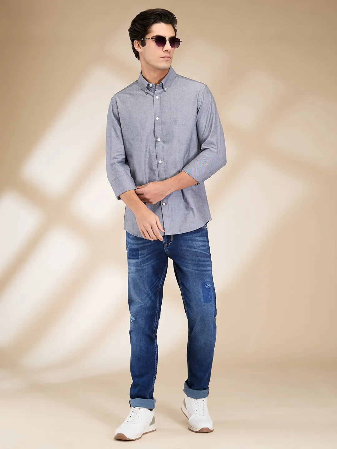 Black Moderno Fit Regular Collar Long Sleeves Men's Shirt by Being Human Clothing - Image 6