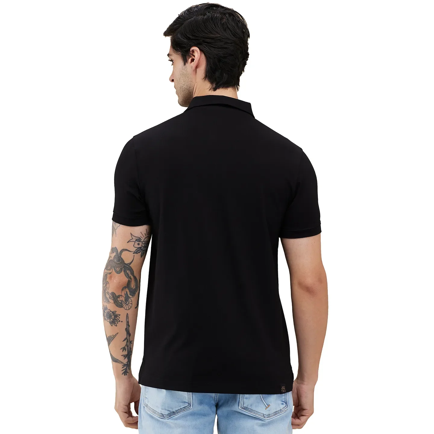 Black Regular Fit Men's Polo T-shirt by Being Human Clothing - Image 3