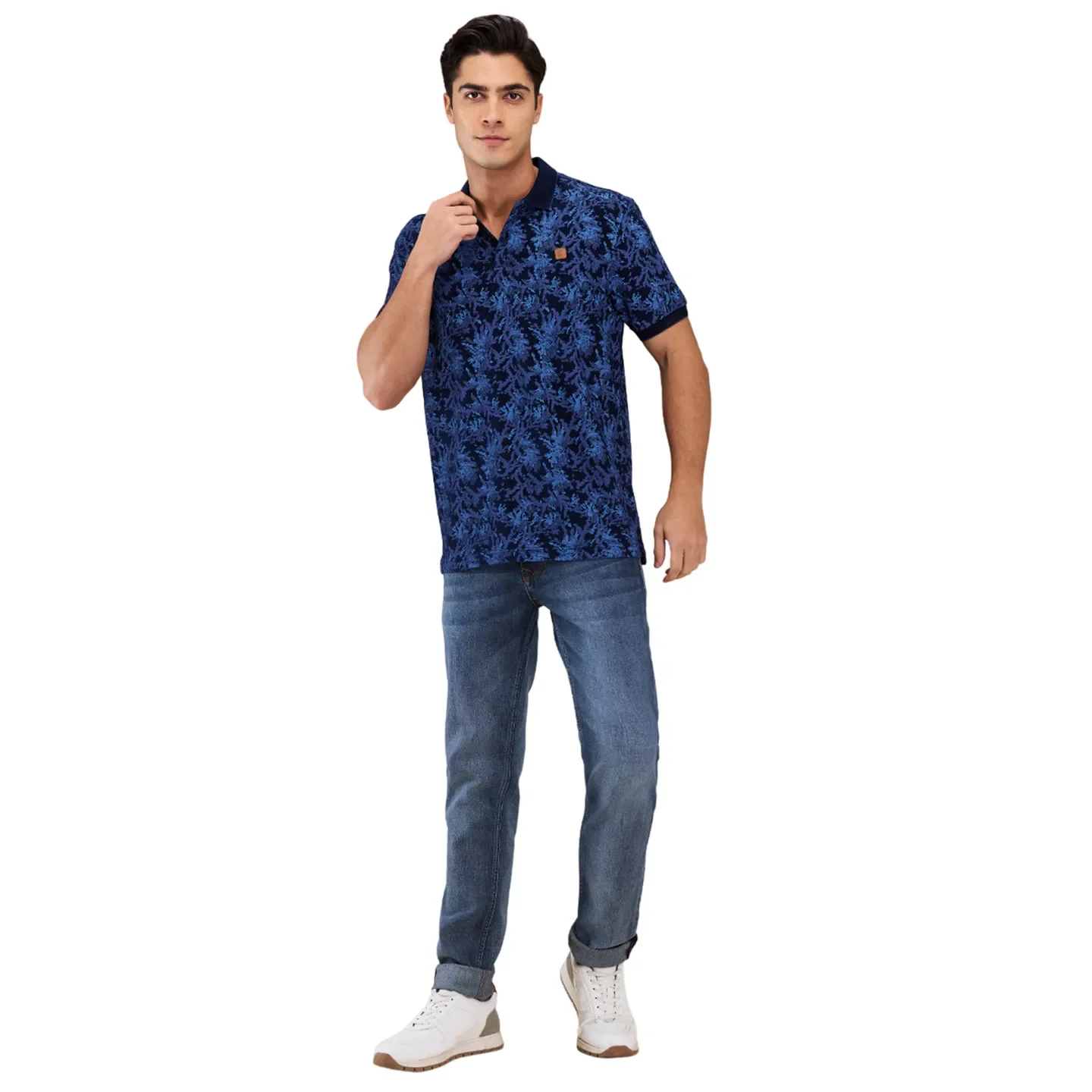 Indigo Regular Fit Men's Polo T-shirt by Being Human Clothing - Image 2