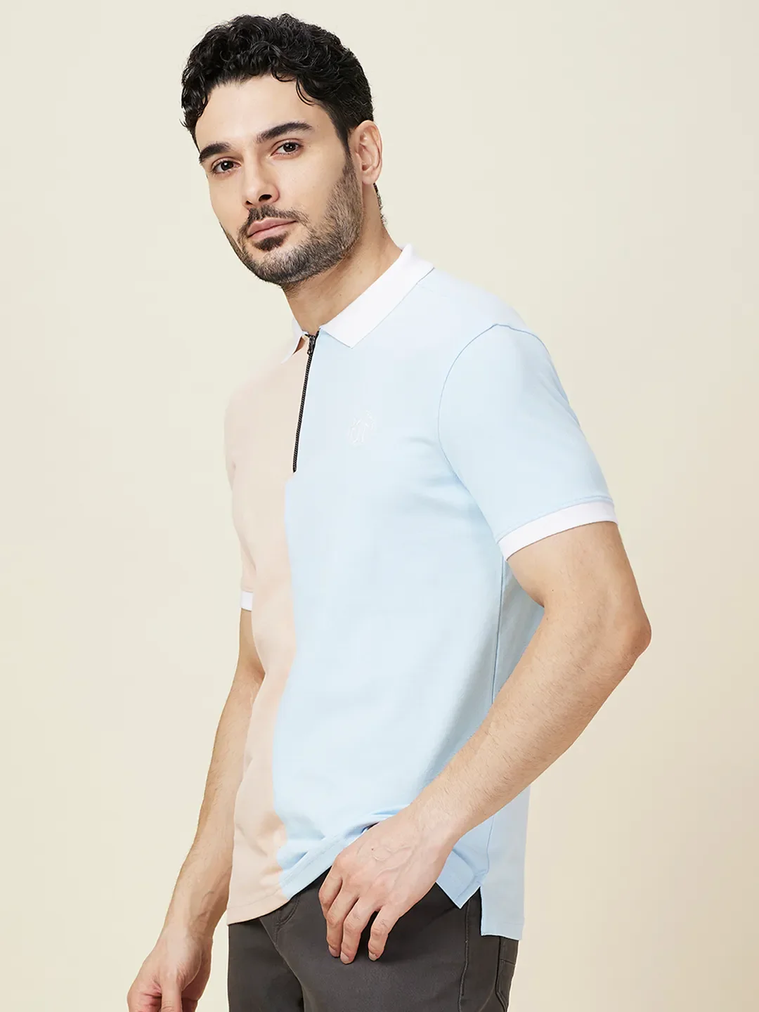 Multicolor Regular Fit Men's Polo T-shirt by Being Human Clothing - Image 4