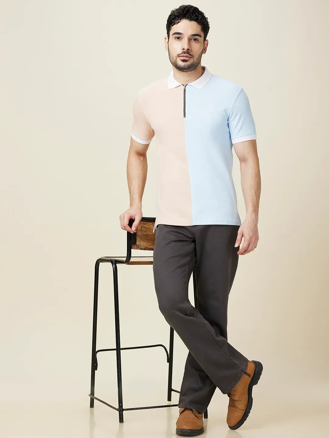 Multicolor Regular Fit Men's Polo T-shirt by Being Human Clothing - Image 6