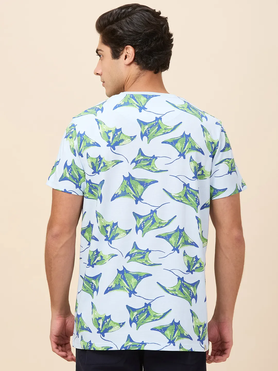 Sky Blue Easy Fit Round Neck Men's T-Shirt by Being Human Clothing - Image 3