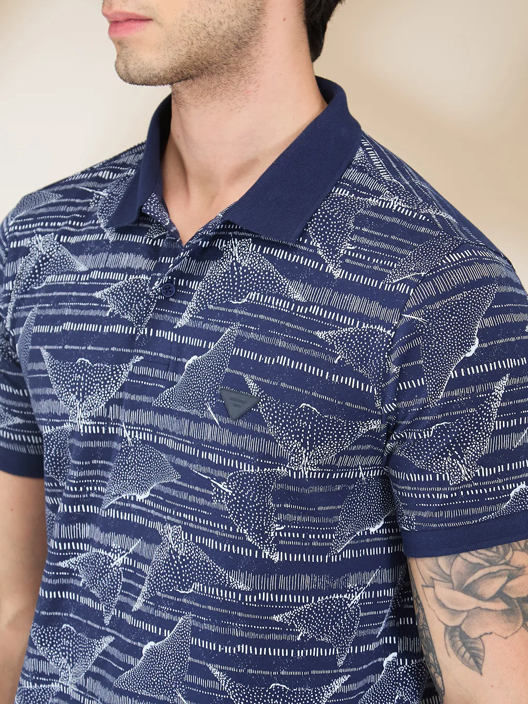 Midnight Blue Regular Fit Men's Polo T-shirt by Being Human Clothing - Image 5