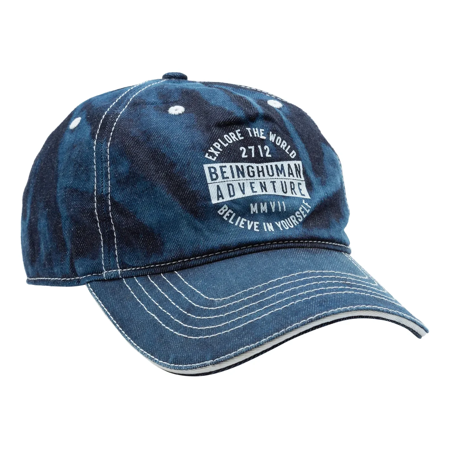 Blue Denim Cotton Unisex Cap by Being Human Clothing - Image 2