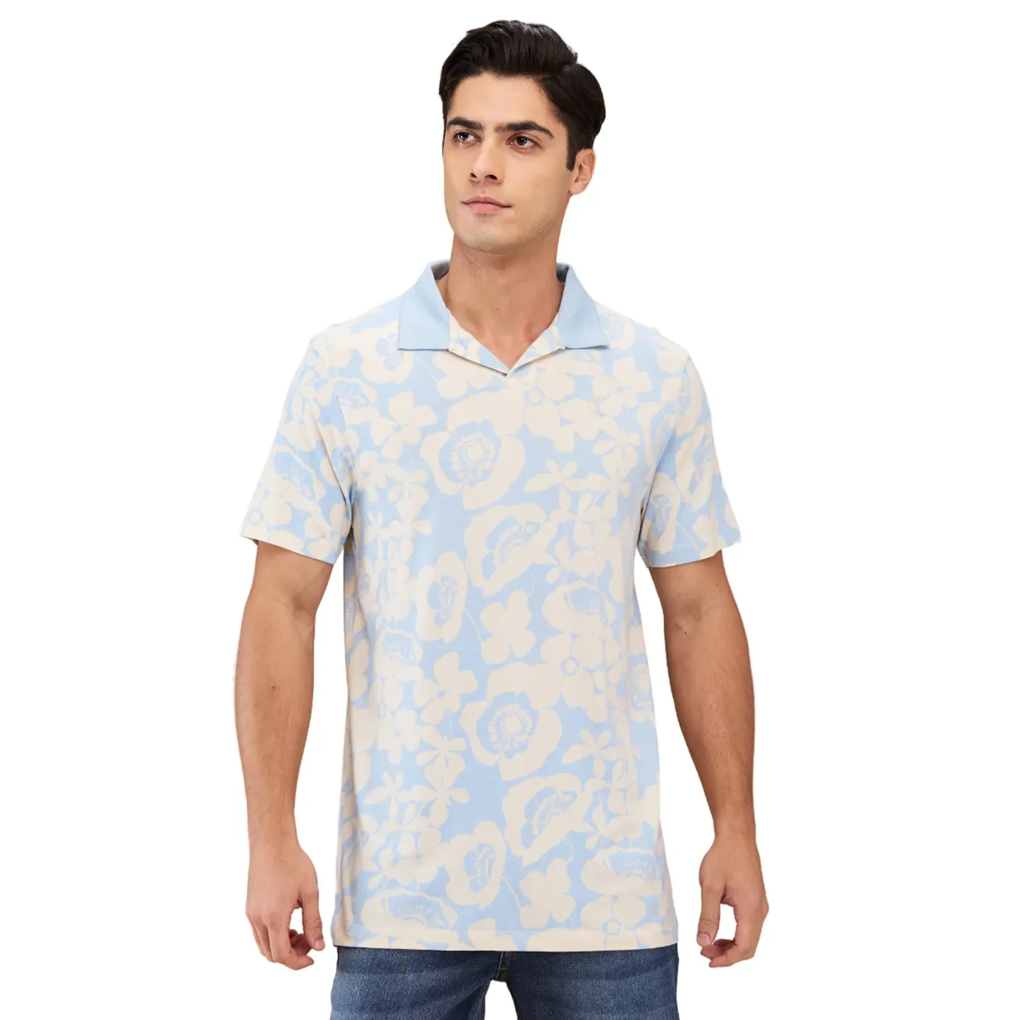 Sky Blue Easy Fit Men's Polo T-shirt by Being Human Clothing