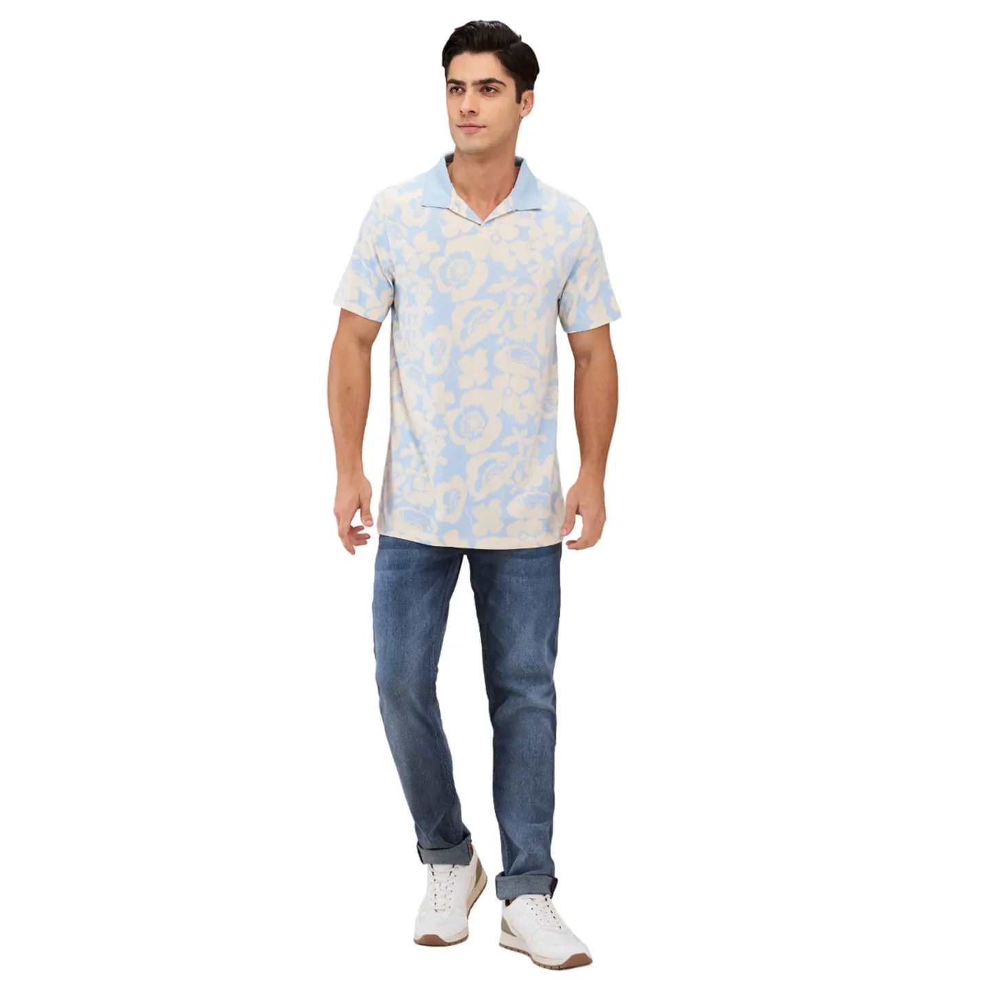 Sky Blue Easy Fit Men's Polo T-shirt by Being Human Clothing - Image 2