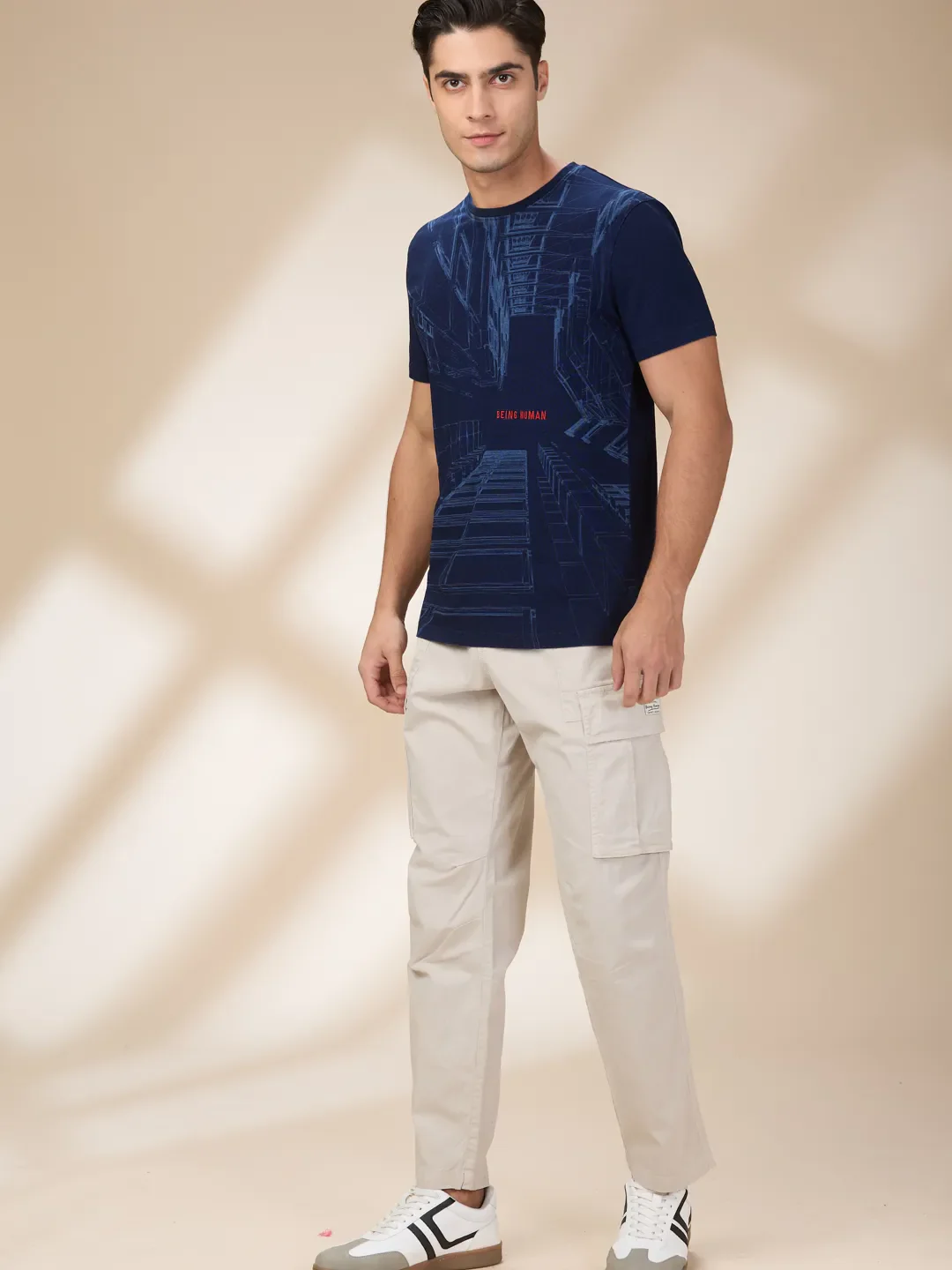 Indigo Slim Fit Round Neck Men's T-Shirt by Being Human Clothing - Image 2