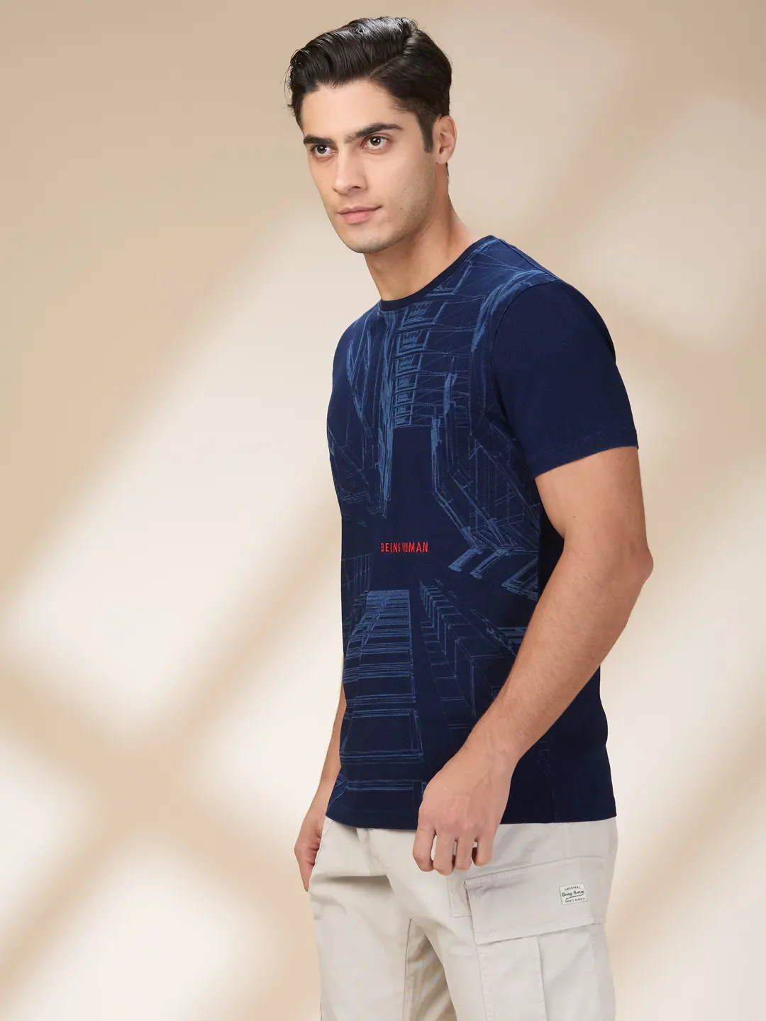 Indigo Slim Fit Round Neck Men's T-Shirt by Being Human Clothing - Image 4