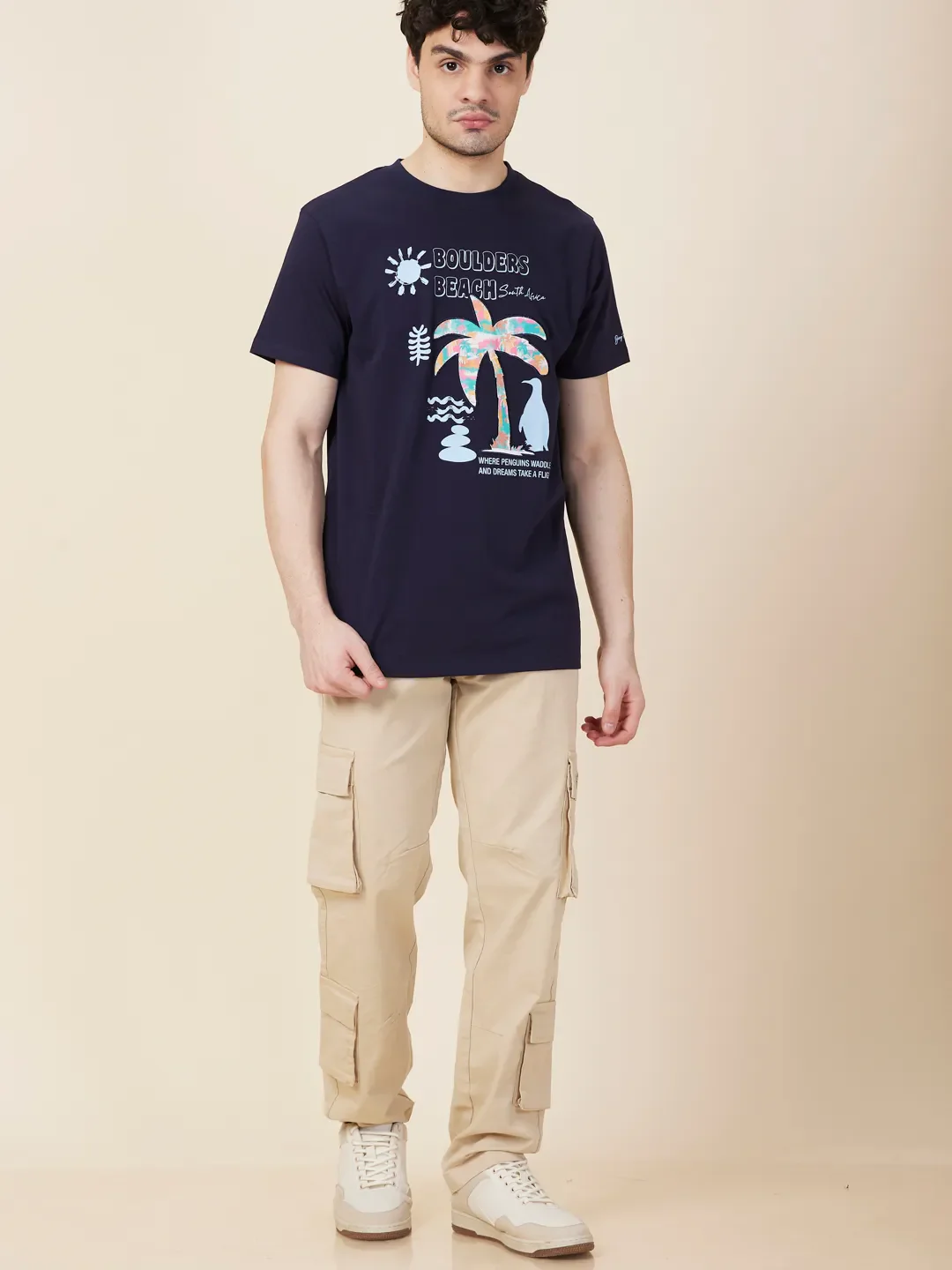 Midnight Blue Easy Fit Round Neck Men's T-Shirt by Being Human Clothing - Image 2