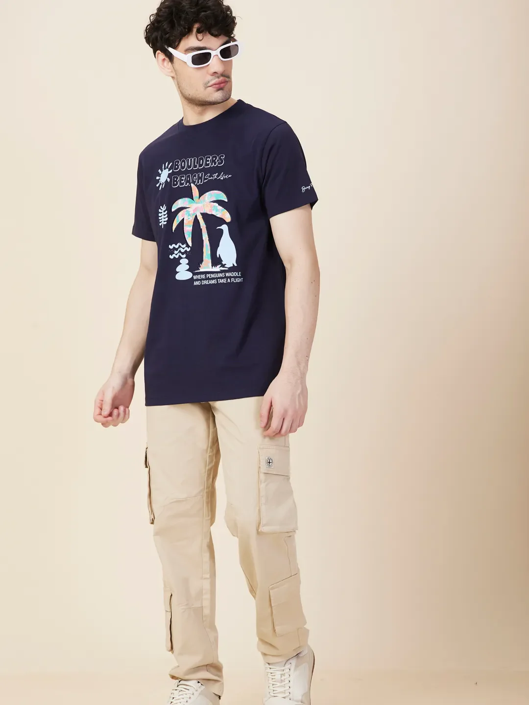 Midnight Blue Easy Fit Round Neck Men's T-Shirt by Being Human Clothing - Image 6