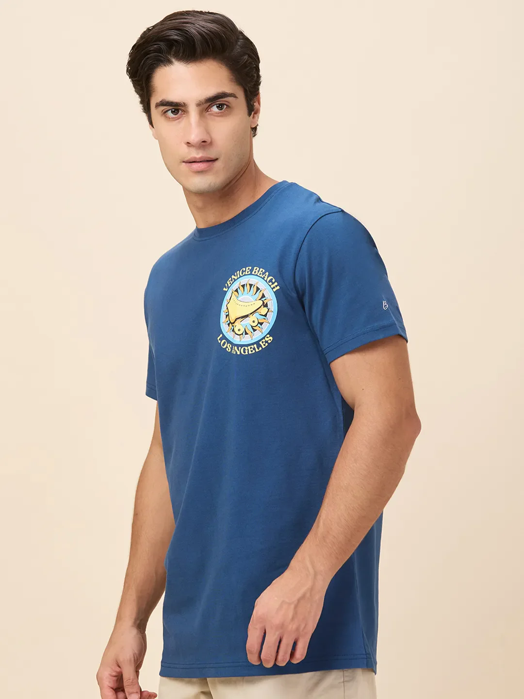 Midnight Blue Easy Fit Round Neck Men's T-Shirt by Being Human Clothing - Image 4