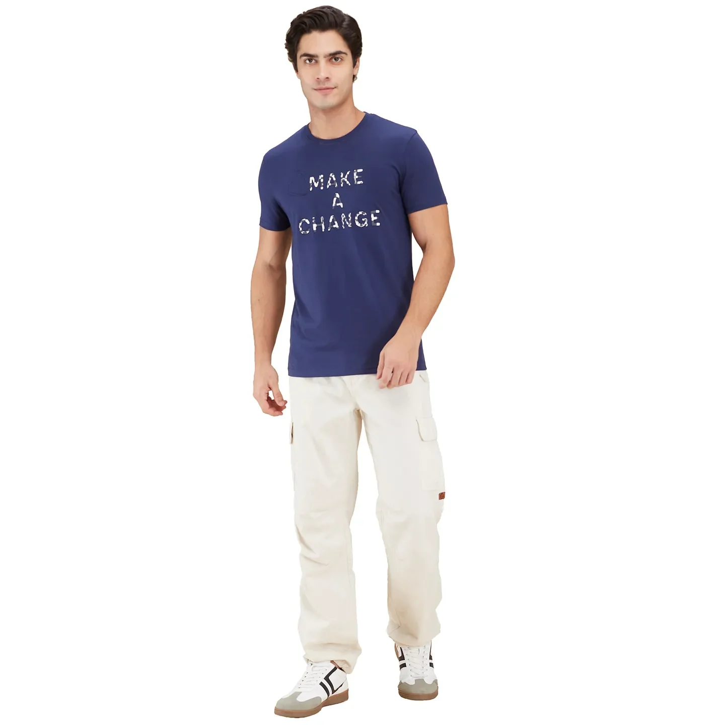 Midnight Blue Slim Fit Round Neck Men's T-Shirt by Being Human Clothing - Image 2