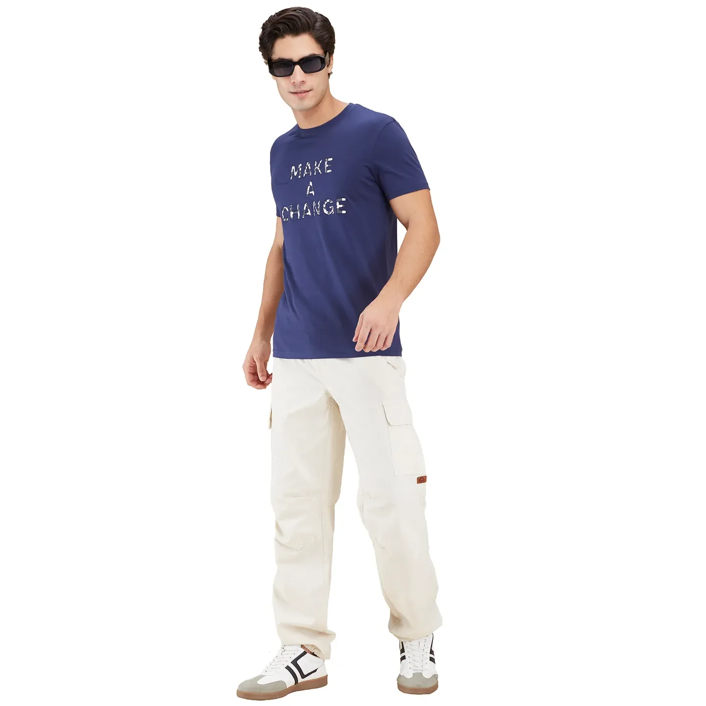 Midnight Blue Slim Fit Round Neck Men's T-Shirt by Being Human Clothing - Image 6